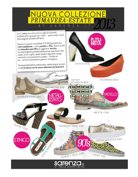 Sarenza: collezione Primavera Estate 2013. - Le Shopping News Il Magazine per gli Appassionati di Moda e Tendenze