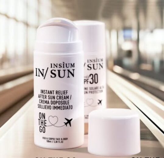In/sun on the go di INSÌUM: solari da viaggio 100 ml, clean, vegan e reef-friendly, per protezione e skincare ovunque.