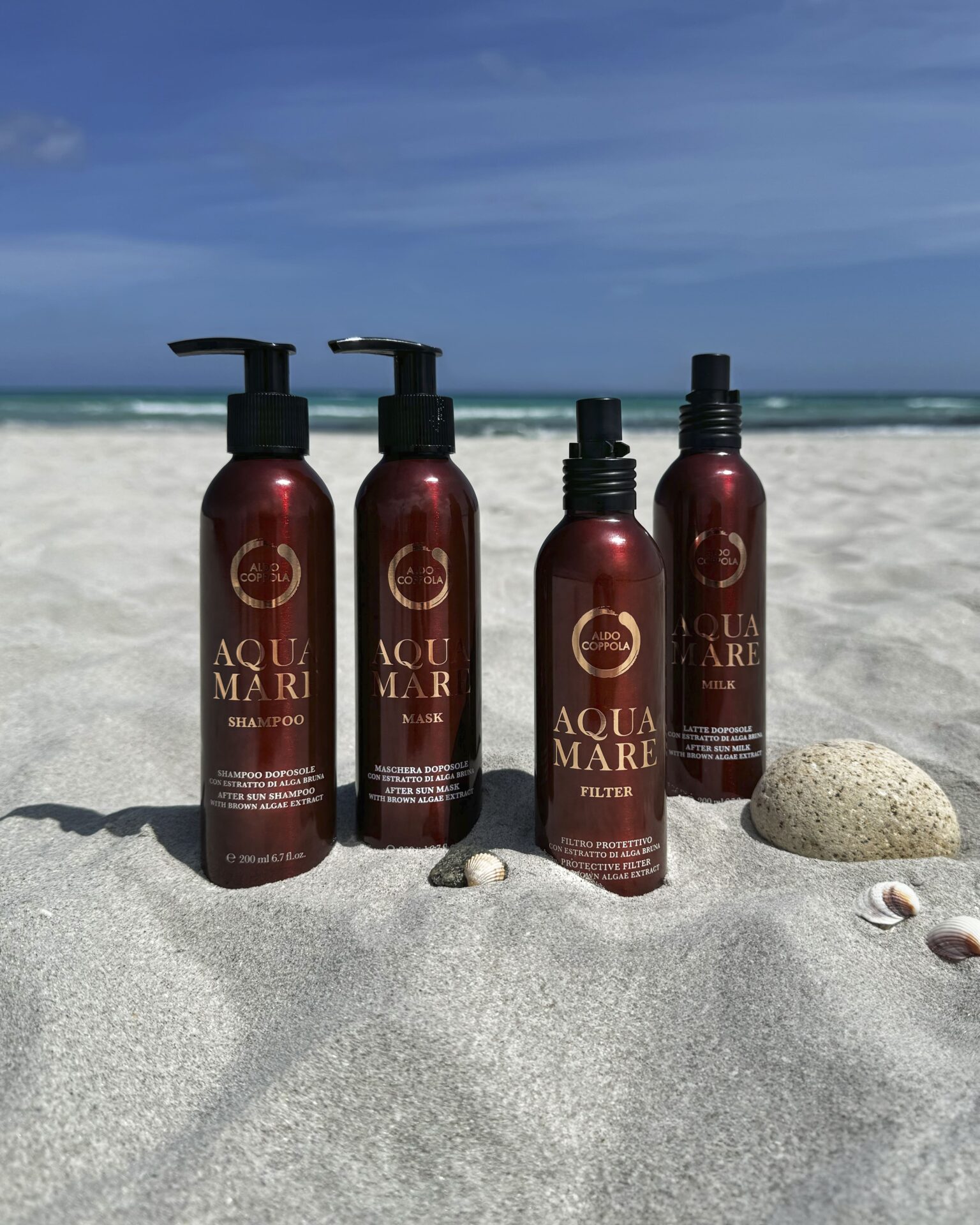 Aldo-coppola-aquamare-famiglia-spiaggia Aquamare haircare: la linea beauty capelli sostenibile che protegge mare e capelli