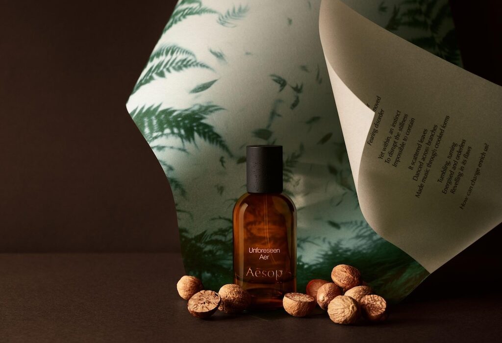 Aesop Fragrant Fables collezione profumi e Unforeseen Aer Eau de Parfum